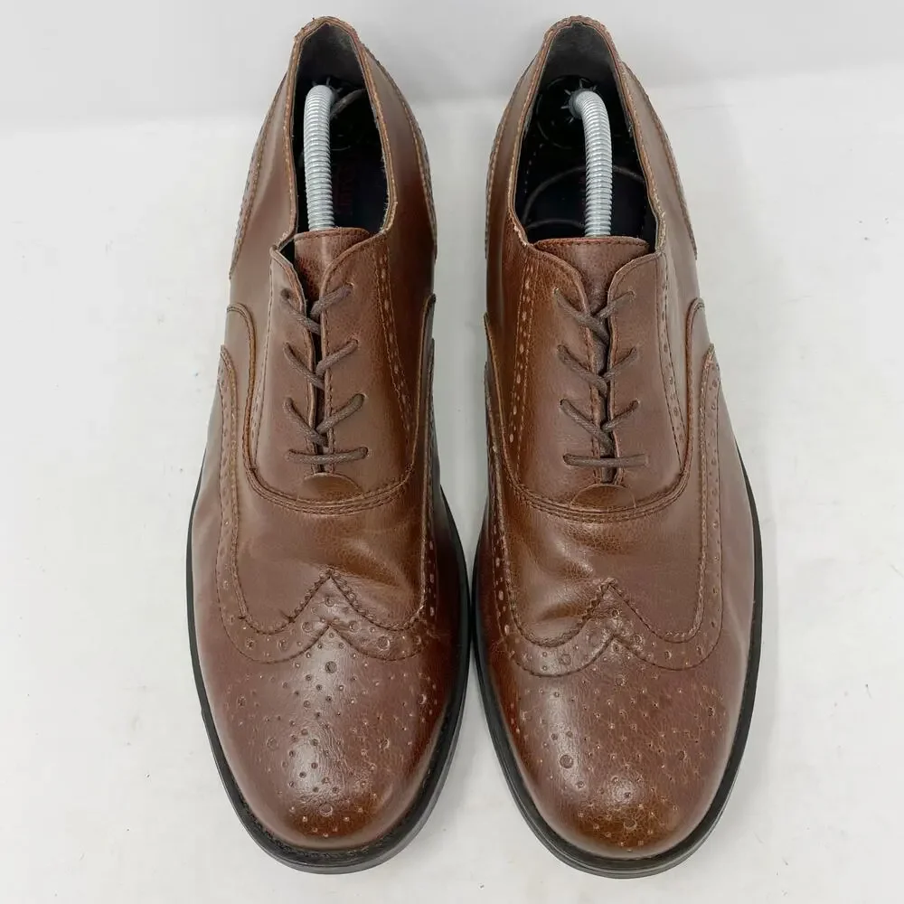 Dexter Comfort Brown Faux Leather Wingtip Oxfords Mens Size 12